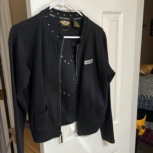 Black Jacket with Winged Logo Design